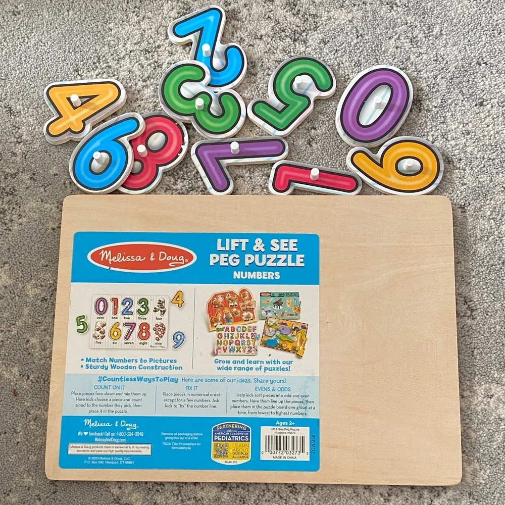 Melissa & Doug Lift & See Peg Puzzle Numbers